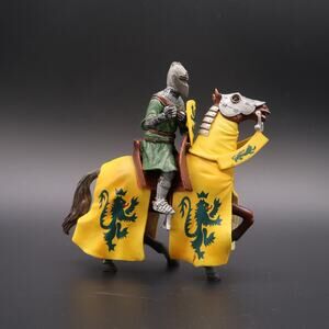 Blue Box Knight on Horse Yellow Green Lion Figure Fantasy Medieval Incomplete